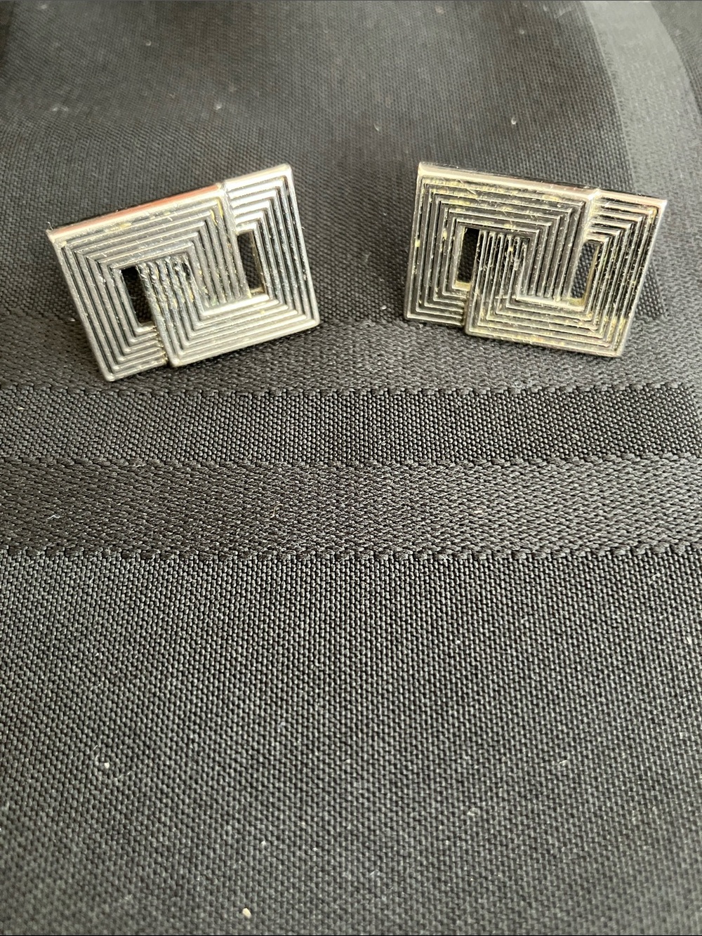 Swank Silver Geometric Rectangle Cufflink Set